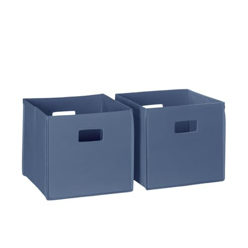 RiverRidge Kids 2pc Fabric Collapsible Storage Cube Organizers with Handles for Playroom Organization - Slate Blue - color: 2 Slate Blue Bins