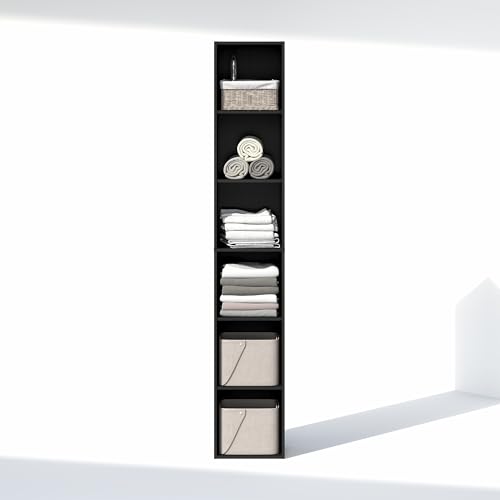 Furinno Cubicle 6-Tier Closet Organizers and Storage, Closet Organizer, Open Shelf Closet Storage, 21.1" W, for Wardrobe, Bedroom, Living Room, Blackwood - color: Blackwood, size: 6-Tier; 21.1" W