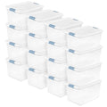 Sterilite 16 Pack Latching Box, 64 Qt Plastic Storage Container, Stackable Large Home or Office Tote Organizers with Secure Lids, White - size: 64 Quart, style: 16 Pack