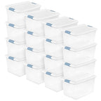 Sterilite 16 Pack Latching Box, 64 Qt Plastic Storage Container, Stackable Large Home or Office Tote Organizers with Secure Lids, White - size: 64 Quart, style: 16 Pack