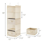MAX Houser 5 Tier Shelf Hanging Closet Organizer, Cloth Hanging Shelf with 2 Sturdy Hooks for Storage, Foldable (Beige-D2) - color: Beige