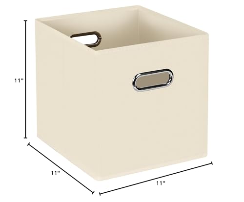 STOREONE Fabric Storage Bins Cubes Baskets Containers-(11X11X11) with Dual Handles for Shelf Closet, Nursery Home ， Bedroom Organizers, Foldable Set of 1 (Creamy- White ) - color: Creamy-White, size: 1 pack