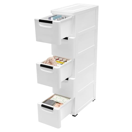 5 Drawers Stackable Storage Drawers Plastic Storage Drawers Collapsible Storage Bins Plastic Clothes Organizer Drawers Storage for Living Room,Bedroom,Office (White, 7.87" W) - color: White, size: 7.87" W