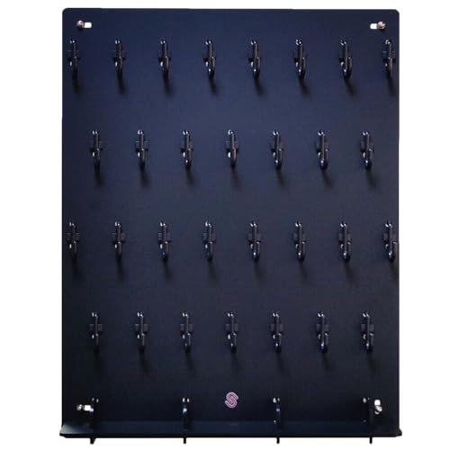 PROSPACE P0004 Acrylic Key Hooks Upgrade Thick Buckle 14 3/4ʺW x 18 3/4ʺL Wall-Mounted Key Hanging Board with 30 Hooks for Garage, Car Dealer, Office, Hotel, Real Estate (Matte Black with Pallet)