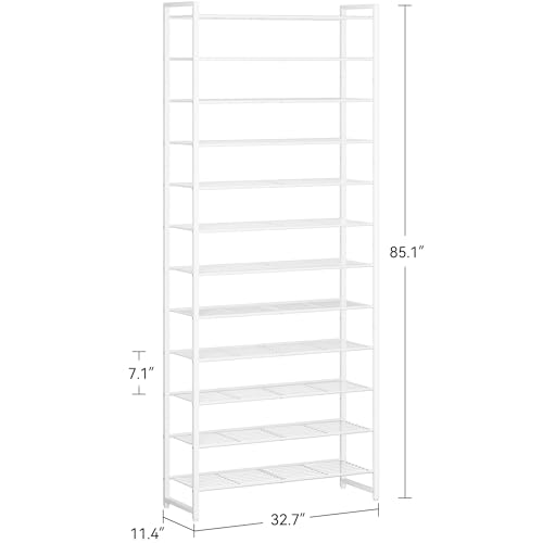 Nunsino Shoe Rack for Closet, Metal Shoe Organizer,12 Tier Garage Shoe Rack Max Holds 60 Pairs,Shoe Storage Shelf,Entryway, White - color: White, size: 12 Tier
