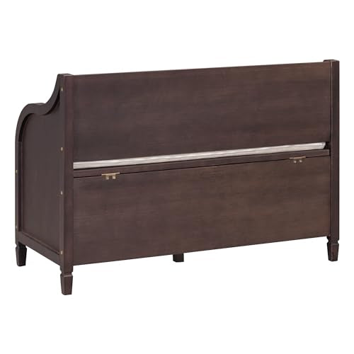 Knocbel Rustic Entry Storage Bench with Hidden Compartments and Removable Cushion, Wooden Entryway Hallway Foyer Shoe Bench Bedroom End of Bed Bench, 250lbs Weight Capacity (Espresso) - color: Espresso