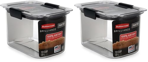 Rubbermaid Brilliance Pantry Airtight Food Storage Container,BPA-Free 7.8 Cup,Ideal for Brown Sugar - Efficient,Leak-Proof and Dishwasher-safe,(Pack of 2) - size: Set of 2