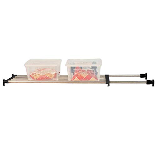 BAOYOUNI Adjustable Closet Shelf Expandable Shelves Tension Rod Hanger Space Saving Storage Rack Organizer Divider for Wardrobe, Cupboard, Kitchen, Bathroom Use, Black, 2 Pack - color: Black, 2pcs (2-bar Telescopic), size: Recommended Use Length: (38.98-6