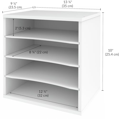 Ballucci 4-Tier Paper Organizer for Desk, Stackable Organizer Tray, Desk Storage Shelves, Stacking Letter Paper Tray Sorter for Classroom, Office, White - color: White, size: 4 Tier Standard