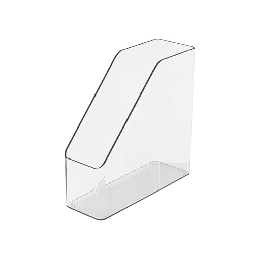 Vertical Magazine File Holder, Clear File Organizer Desk Organizer and Storage Bins Holding for Magazines, Binders, Notebooks, Envelopes, Plastic Office Organization and Storage for Desk