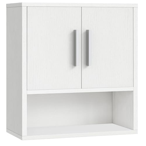 HOOBRO Bathroom Wall Cabinet, Medicine Cabinet, 15 x 7.1 x 16.1Inches, Adjustable Shelf, Over The Toilet Wall Storage Cabinet, for Bathroom, Bedroom, White