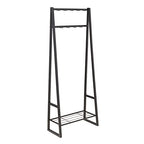 Amazon Basics 9 Hooks Coat Rack, Freestanding Entryway Shoe Bench with Metal 1-Tier Storage Shelf, Space Saving for Hallway and Bedroom, 13" D x 27.6" W x 69" H, Black