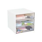 Desk Organizer with 3 Drawers, Clear Plastic Desk Storage Box, Desktop Organization for Office Supplies, Gel Pens, Pencils, Markers, Tape, Erasers, Paperclips, Chargers (White-3 Draws)