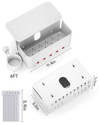 Surge Protector Power Strip with Cable Management Box,Cord Organizer Box with 10 Outlets and 3 USB Ports,Individual Switches,6 ft Flat Plug Extension Cord,Under-Desk and Desk Wire Storage Hider,White