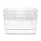 Isaac Jacobs 2-Pack Square Clear Storage Bins (10” L x 10” W x 6.1” H) w/Cutout Handles, Plastic Organizer for Home, Office, Kitchen, Fridge/Freezer, Bathroom, BPA Free, Food Safe (2-Pack, Square) - size: Square