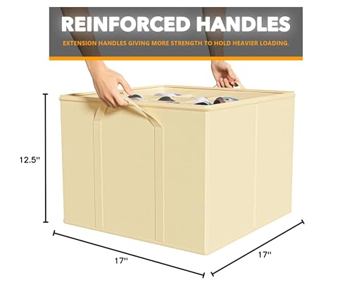 SpaceAid Shoe Organizer for Closet, 2 Pack Foldable Shoe Storage Containers Baskets Boxes Bins w/Adjustable Dividers, Fits 16-32 Pairs, Beige - color: Beige