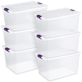 Sterilite 6 Pack 66 Quart ClearView Latch Box, Stackable Organizer Bins with Latching Lids - Clear Plastic Organization Containers for Closet, Bedroom, Shelving Units and Everyday Home Storage - size: 6 Pack, style: 66 Quart