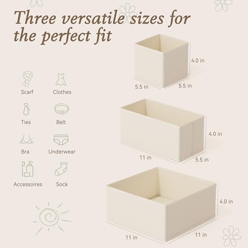 Criusia Drawer Organizer 18-Piece Set, Dresser Organizer for Baby Clothes, Foldable Closet Storage & Drawer Dividers for Underwear, Socks, Nursery (Beige) - color: Beige