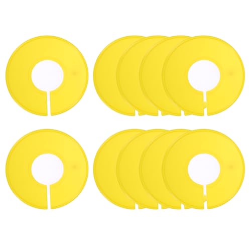uxcell 10 Pcs Clothes Dividers,Round Closet Rack Dividers Clothing Rack Size Dividers Blank Labels Writable & Reusable for Hanging Clothes Sorting Size, Yellow - color: Yellow