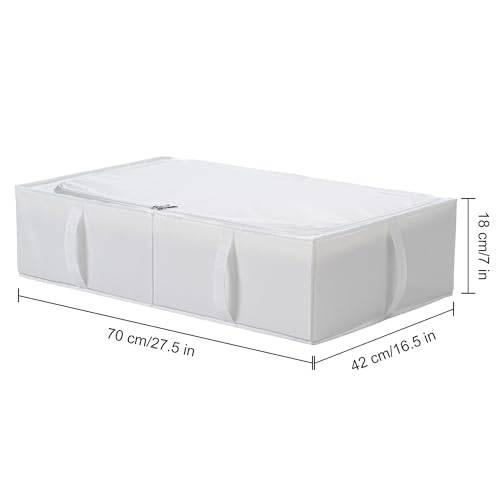 TYEERS Under Bed Storage Containers, Durable Fabric, Washable, Collapsible, Under Bed Storage Bins for Clothes, Blankets, Sheets, Shoes, 27.5x16.5x7 Inches, 2-Pack, White - color: White, size: Large 2-Pack