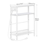 HOOBRO Small Narrow Side Table with Charging Station, Skinny End Table for Small Spaces, Slim Nightstand with USB Ports Outlet, Sofa Beside Table with Storage Shelf, White WT102UBZ01 - color: White