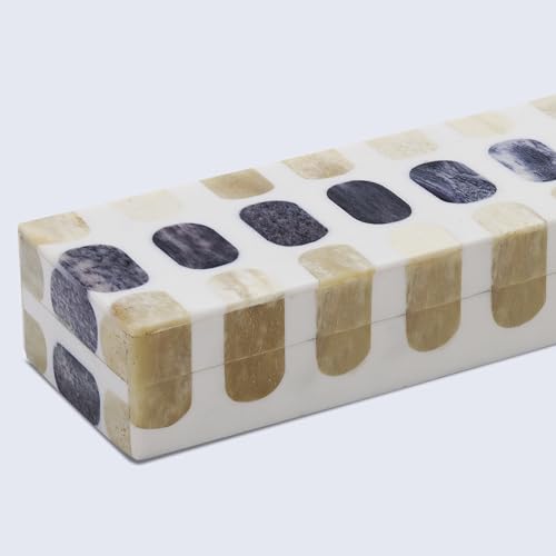 Handicrafts Home Decorative Remote Holder Box 10x2.5 – Slim Organizer Box with Lid for TV Remotes, Coffee Table Décor, Modern Shelf Box, Boho Home Décor Accent, Black and White Decorative Storage Box - color: PATISSERIE-CARAMEL, size: 10x2.5x1.5 Inch
