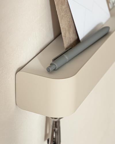 Kazai. Key Holder for Wall 'Tone' | Minimalist Key Hooks Design from Berlin | Modern Key Hanger with Metal Shelf | Key Hook Wall Mounted as Hallway Furniture | Taupe - color: Taupe