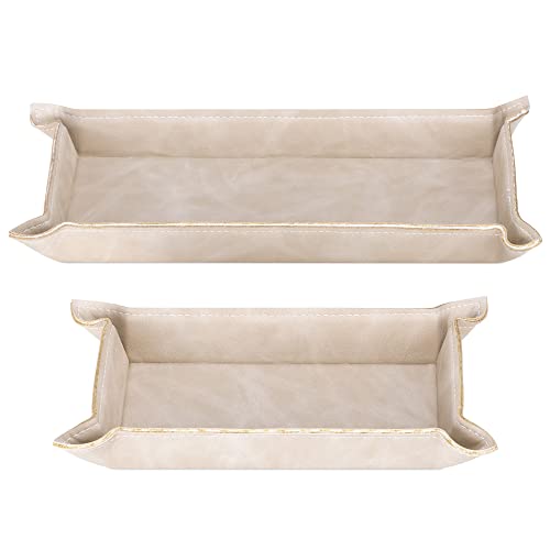 Navaris 2 x Empty Tray for Keys, Coins, Mobile Phones, Jewellery – Entrance Table for Office Bedside Tables - color: Beige