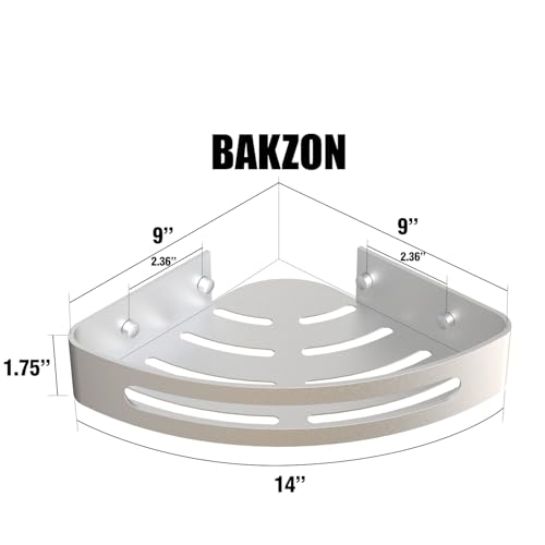 Bakzon Corner Shower Caddy, 2 Pack Adhesive Shower Shelf Corner with Razor Holder No Drilling Bathroom Shower Organizer Storage Rack, Silver (Not Brushed Nickel) - color: Silver(Not Brushed Nickel)