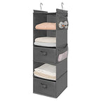 MAX Houser 5 Tier Shelf Hanging Closet Organizer, Cloth Hanging Shelf with 2 Sturdy Hooks for Storage, Foldable (Grey-D2) - color: Grey-d2
