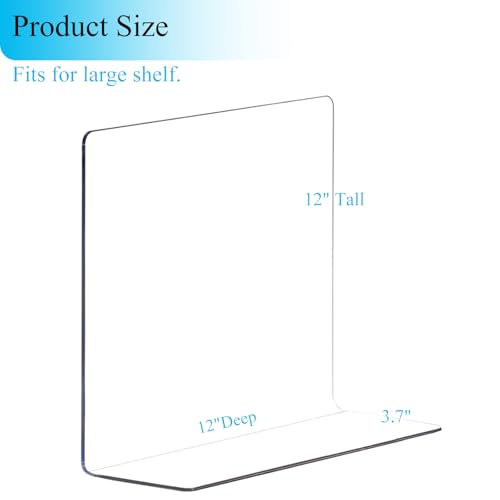 Shelf Dividers for Closet Organization: 12" Tall x 12" Deep Acrylic Closet Shelf Dividers for Clothes Sweater Purse - Clear Organizers and Storage Separators for Home Space Saver Enthusiasts - size: 12"Tall x 12"Deep