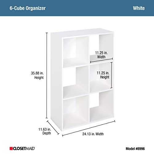 ClosetMaid Cubeicals 6 Cube Storage Shelf Organizer Bookshelf, Stackable, Vertical or Horizontal, Easy Assembly, Wood, White Finish - color: White, size: 6-Cube