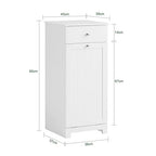 SoBuy Slim Tilt-Out Laundry Hamper Cabinet, Smal Pull-Out Bathroom Storage Unit with Shelf&Drawer, Narrow Hidden Basket Chest Bath Cupboard, White BZR21-W