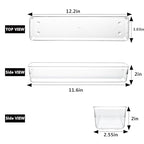6 Set Clear Plastic Junk Drawer Organizer Vanity Curlery Utensil Makeups Organizer for Kitchen 12'' X 3'' - size: 6 Pack 12"x3" Clear Plastic