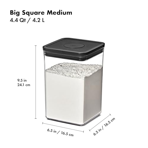 OXO Good Grips POP Container — Big Square Medium — 4.4 Qt /4.2 L — Matte Black, Organization and Storage Solution - color: Matte Black, size: 4.4 Qt