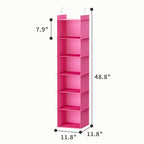 YOUDENOVA Hanging Closet Organizer, 6-Shelf Closet Hanging Shelves, Pink - color: Pink, size: 6-Tier
