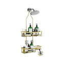 Shower Caddy, Extended Length Shower Organizer with Hooks, Rustproof Shampoo Soap Holder, Large Hanging Bathroom Caddy - color: Gold - 2 Tier - Standard