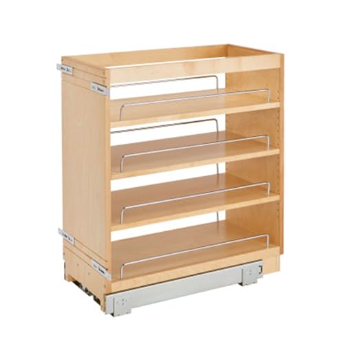 Rev-A-Shelf 11" Pullout Kitchen Cabinet Storage Organizer Slide Out Pantry Spice Rack with Adjustable Shelves for 11.5" W Cabinet Opening, 448-BC-11C - size: 11"W"