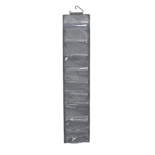 Household Essentials 20-Pocket Closet Shoe File, Durable Polyester Linen Plastic, Holds 10 Pairs of Shoes, Individual Storage, Single Hook System - color: Graphite