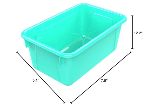 Storex Small Cubby Bins, Pack of 5, 12.2 x 7.8 x 5.1 Inches, Teal (62420U05C) - color: Teal, style: Bin Only