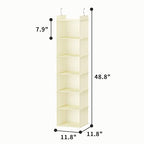 YOUDENOVA Hanging Closet Organizer, 6-Shelf Closet Hanging Shelves, Beige - color: Beige, size: 6-Tier
