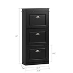 Haotian FSR94-SCH, Black Shoe Cabinet with 3 Flip Drawers, Freestanding Shoe Rack, Shoe Storage Rack(9.4" D x 20.9" W x 46.1" H) - color: Black, size: 3 Drawers:20.8x9.4x46"