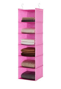 MAX Houser 6-Shelf Hanging Closet Organizer, Hanging Storage Shelves with 2 Sturdy Hooks Space-Saving for Bedroom, Foldable (Pink) - color: Pink