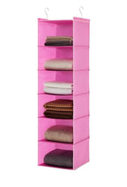 MAX Houser 6-Shelf Hanging Closet Organizer, Hanging Storage Shelves with 2 Sturdy Hooks Space-Saving for Bedroom, Foldable (Pink) - color: Pink
