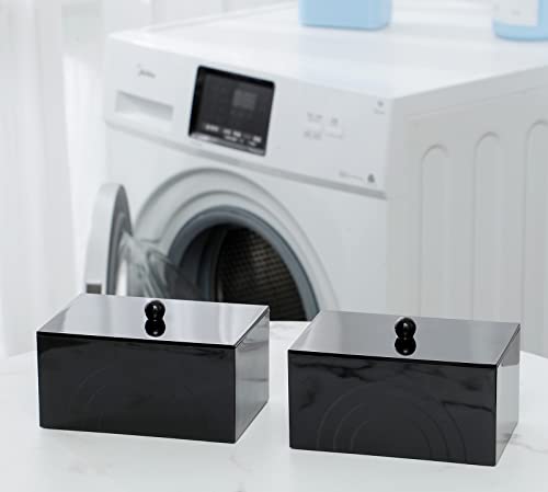 zoocatia Laundry Dryer Sheet Holder Clear Detergent Pods Container Dryer Balls Dispenser with Lid, Acrylic Plastic Storage Box for Laundry Room, Transparent black - color: Black