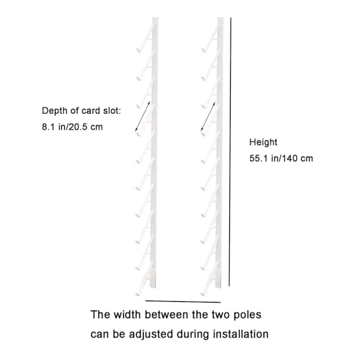 Wall Mounted Floor Tile Storage Rack, 10-Layer Porcelain Sample Display Stand, 55.1in/140cm High Multi Row Ceramic Stone Show Shelf, Card Slot Depth 8.1in/20.5cm (White) - color: White