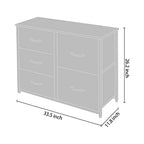 Storage Dresser Furniture Unit-Large Standing Organizer Chest for Bedroom, Office, Living Room, and Closet-5 Drawer Removable Fabric Bins, Grey with Black