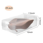 Sawysine 24 Pcs Shoe Box Clear Plastic Stackable Shoe Storage Organizer Foldable Heavy Duty Containers for Closet Apartments Small Spaces Dorm Bedroom (12 x 7.5 x 3.7 Inches) - size: 12 x 7.5 x 3.7 Inches