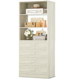 Aheaplus Wood Closet Organizer System with 4 Drawers, Modular Walk-in Closet Storage Unit, Small Closets Wardrobe Rack, Tall Storage Cabinet Unit, White Oak - color: White Oak