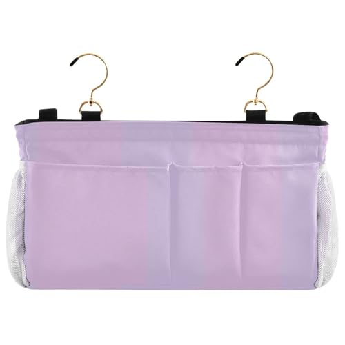 YETTASBIN Purple Bedside Caddy Hanging Storage Organizer Bag with 2 Straps & Hooks for Bunk Beds, College Dorm, Hospital Bed - Holder for Books, Phone, Magazine, Glasses, Keys